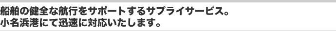 船舶の健全な航行をサポートするサプライサービス。小名浜港にて迅速に対応いたします。